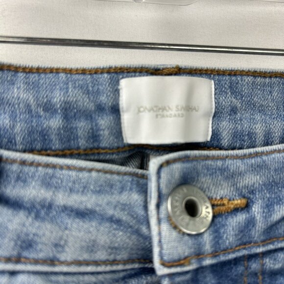 Jonathan Simkhai Women’s 27R Straight Leg Denim Jeans Organic Cotton Distressed - Picture 13 of 15